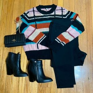 Moss Denise Check Knit Sweater Size XL